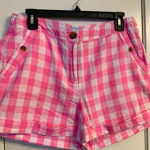 Really cute Joules pink and white check shorts Sz 8